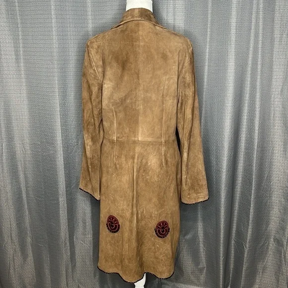 **SOLD** ANNA TRZEBINSKI NTITO COAT TAN SUEDE DUSTER - Picture 3 of 14